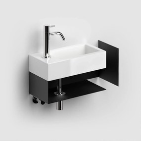 Clou Flush 3 open kast met handdoekhouder links zwart mat