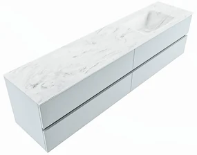 Mondiaz Vica DLux badmeubel 200cm clay 4 lades met wastafel opalo rechts zonder kraangat