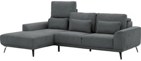 Goossens Excellent Bank Princess antraciet, stof, 3-zits, elegant chic met chaise longue links