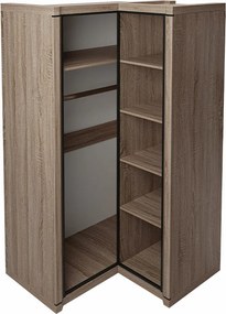 Hoekkledingkast Lorelie 119, Truffel eiken, 192x114x100cm, 110 kg, Kledingkast deuren: Met scharnieren, Aantal planken: 5, Aantal planken: 5