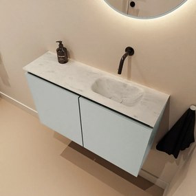 Mondiaz Ture DLux toiletmeubel 80cm greey met wastafel opalo rechts zonder kraangat