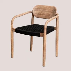 Set Van 4 Eetkamerstoelen Met Houten Armleuningen Naele Zwart - Sklum