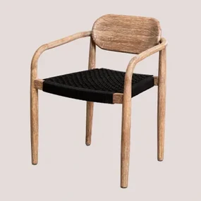 Set Van 4 Eetkamerstoelen Met Houten Armleuningen Naele Zwart - Sklum