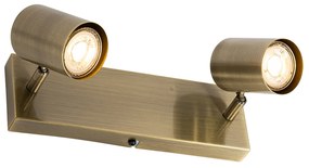 Moderne plafondlamp brons 2-lichts verstelbaar rechthoekig - Jeana