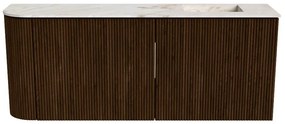 Mondiaz Joya DLux 100cm toiletmeubel ronding links walnut met wastafel faye rechts zonder kraangat frappe