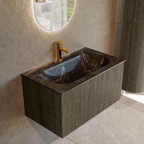 Mondiaz Kurve-dlux 80cm badmeubel shadow met 1 lade en wastafel big small midden 1 kraangat lava