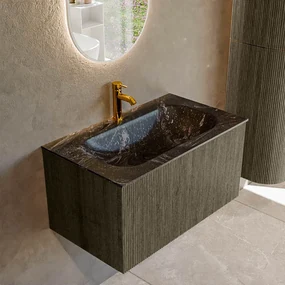Mondiaz Kurve-dlux 80cm badmeubel shadow met 1 lade en wastafel big small midden 1 kraangat lava