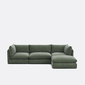 Modulaire bank, 3 zits met poef, gestructureerde stof, Malo