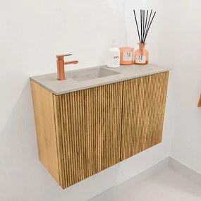 Mondiaz Joya DLux 60cm toiletmeubel oak met wastafel faye links 1 kraangat opalo
