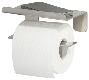 Tiger Colar Toiletrolhouder - zonder klep - met planchet - zelfklevend - geborsteld RVS 1314230946