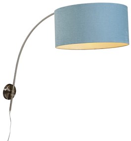 Wandbooglamp staal met kap blauw 50/50/25 verstelbaar Modern E27 Binnenverlichting Lamp