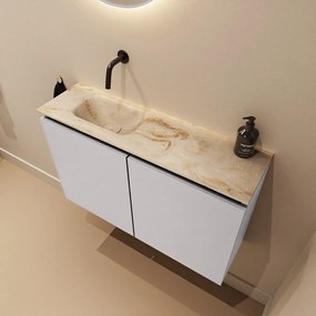 Mondiaz Ture DLux toiletmeubel 80cm cale met wastafel frappe links zonder kraangat