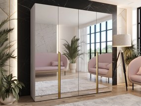 Kledingkast Hartford 591, Kasjmier, Gouden, 202x200x52cm, 135.3 kg, Kledingkast deuren: Met scharnieren