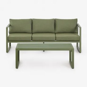 Tuinset Met 3-zitsbank En Salontafel Van Aluminium 110x55cm Lipov Groen – Intens Olijf - Sklum