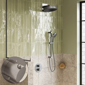 Saniclear Evolution Stripes inbouw regendouche rond met glijstang en 2 standen handdouche RVS