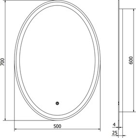Mexen Elz badkamerspiegel verlicht 50 x 70 cm, LED 6000K, anti-condens - 9802-050-070-611-00