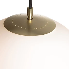 Hanglamp in messing en opaline glasØ30 cm, Moricio