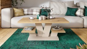 Mazzoni VIVA MAT Artisan eik/béžová - MODERNE KOFFIE TAFEL MET SCHAPPEN