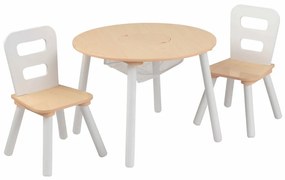 KidKraft Kinderopbergtafel en stoelen set bruin massief hout 27027