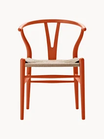Houten stoel CH24 Wishbone Chair met handgevlochten zitvlak