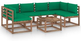 vidaXL 7-delige Loungeset pallet met kussens geïmpregneerd grenenhout