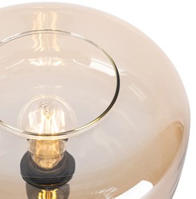 Art Deco tafellamp zwart met amber glas - Bizle Art Deco E27 rond Binnenverlichting Lamp