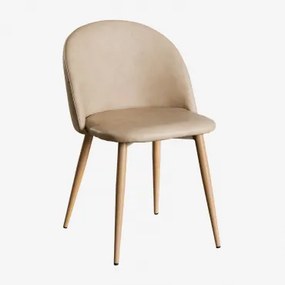 Set Van 4 Eetkamerstoelen Bekleed Met Kunstleer Kana Bruin - Tarwe & Natuurlijk Hout - Sklum
