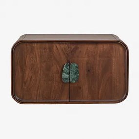 Kivalina Badkamermeubelset Van Mangohout En Natuursteen Groen Marmer Uit Udaipur - Donker Mangohout - Sklum