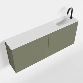 Zaro Polly toiletmeubel 120cm army met witte wastafel met kraangat rechts