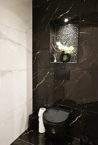 Hoogglans Vloertegel 60x120 Cm Marmerlook Carrara Black Nero Marquina NR74