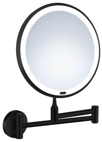 Smedbo Cosmeticaspiegel - wand - 20cm - 7x vergrotend - verlichting - Messing - mat zwart ZB626