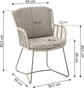 Tuinstoel Aluminium/rope Taupe-naturel-bruin 4 Seasons Outdoor Fabrice