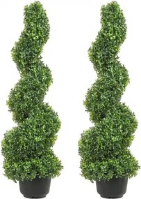 VEVOR 2 stuks kunstmatige buxus torenvormige spiraalvormige kunstplant, 91 cm hoog, decoratieve plant, groene kunststof plant van PE, ijzeren topiaryplanten inclusief 10 stuks vervangende bladeren