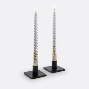 Set van 2 gedraaide kaarsen met glitters, Caspar
