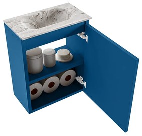 Mondiaz Ture DLux toiletmeubel 40cm jeans met wastafel glace midden zonder kraangat