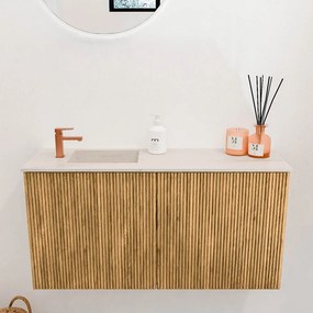 Mondiaz Joya DLux 80cm toiletmeubel oak met wastafel faye links 1 kraangat meli