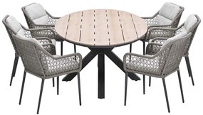 Garden Impressions Pemba tuinset 7-delig - Tulli tuintafel 220x115xH75 cm - light teak vironwood