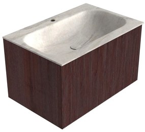 Mondiaz Kurve-dlux 70cm badmeubel ruby met 1 lade en wastafel big small midden 1 kraangat ostra