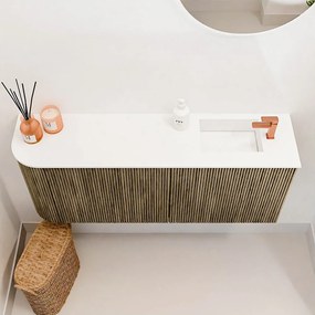 Mondiaz Joya 100cm toiletmeubel ronding links dusk met wastafel faye rechts 1 kraangat talc