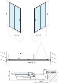 Polysan Deep Black vouwbare douchedeur 100x165cm zwart mat