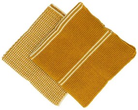 Vaatdoekjes, gebreid katoen, okergeel, 2 stuks, 25 x 25 cm