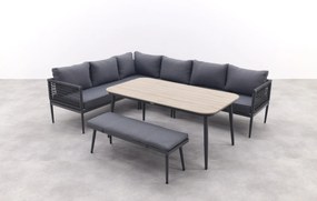 GI Teramon lounge dining set met bank - Carbon Black - 6-delig