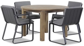 Tuinset Ronde Tuintafel 4 personen 120 cm Aluminium Grijs  Lifestyle Garden Furniture Estancia/Brighton