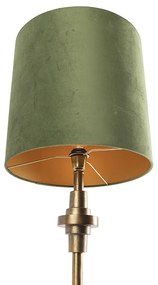Tafellamp brons velours kap groen 40 cm - Diverso Art Deco E27 cilinder / rond Binnenverlichting Lamp