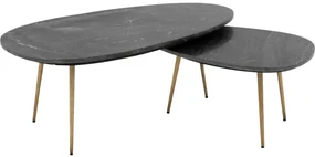 Goossens Salontafel Enzo ovaal, marmer zwart, elegant chic, 110 x 40 x 55 cm