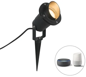 Buitenlamp Smart prikspot zwart IP65 incl. wifi GU10 - Done Modern GU10 IP65 Buitenverlichting cilinder / rond