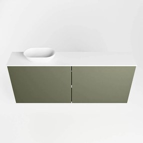 Mondiaz Fowy toiletmeubel 120cm army met witte waskom links en kraangat