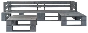 vidaXL 4-delige Loungeset pallet hout grijs