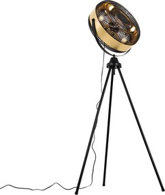 Vloerventilator zwart met goud  4-lichts dimbaar - Kim