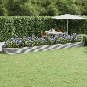 vidaXL Plantenbak 600x140x36 cm gepoedercoat staal zilverkleurig